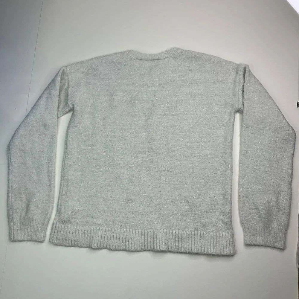 The Children's Place Grey Shimmer LOVE Sweater Girls Size 14 XL Rainbow Sequin